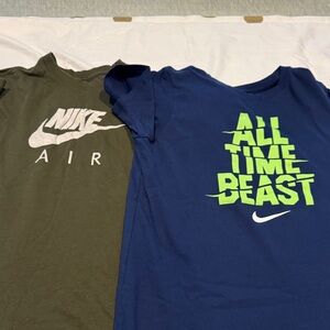 Nike Kids Tees - Olive and Navy